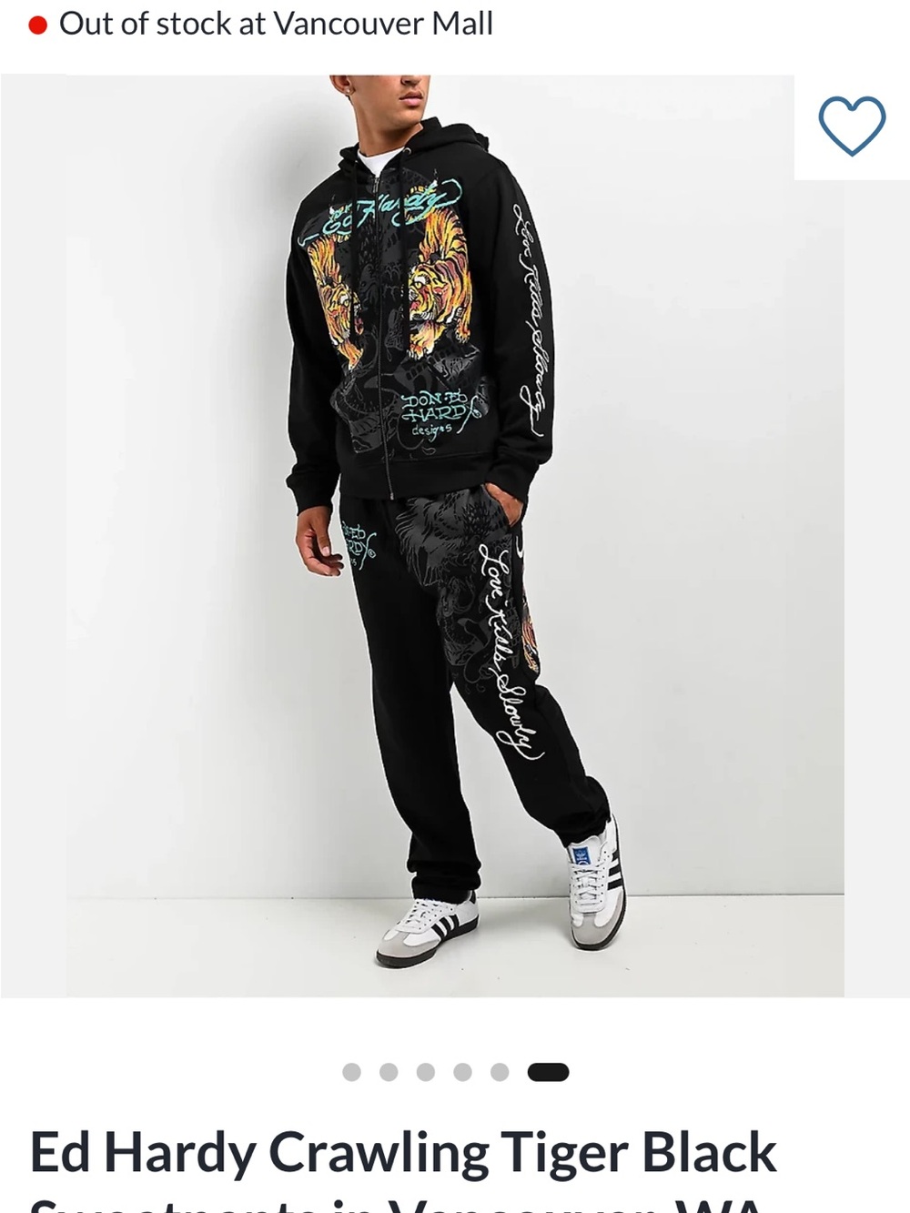 Ed Hardy Crawling Tiger Black Men’s Sweatpants